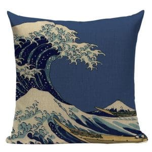 Housse de Coussin Style Japonais - La Grande Vague